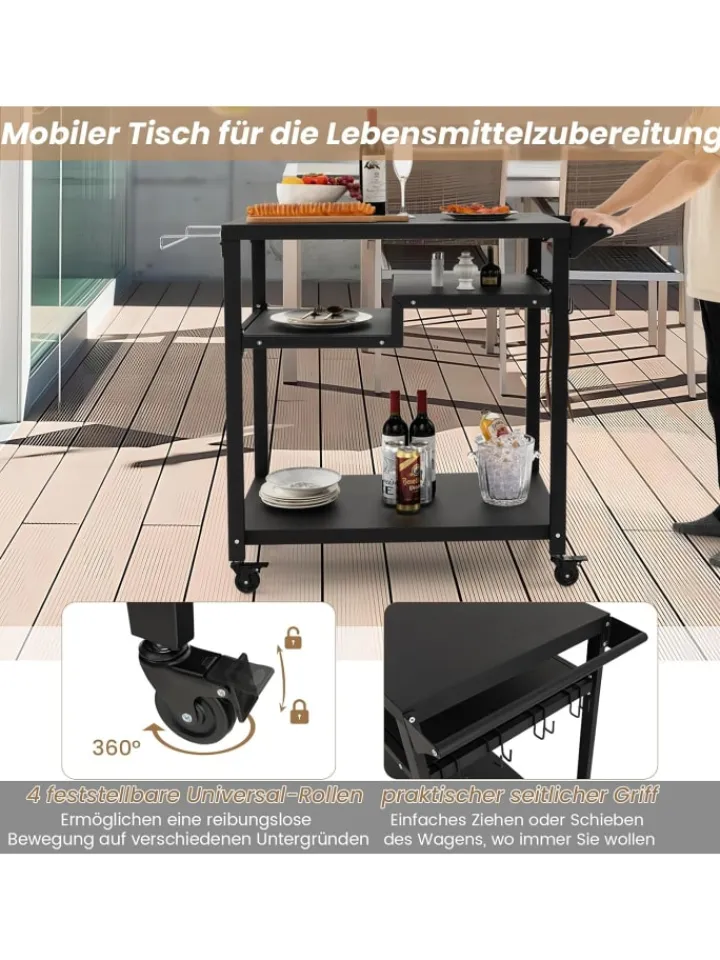 COSTWAY Grillen<Grillwagen Outdoor in Schwarz