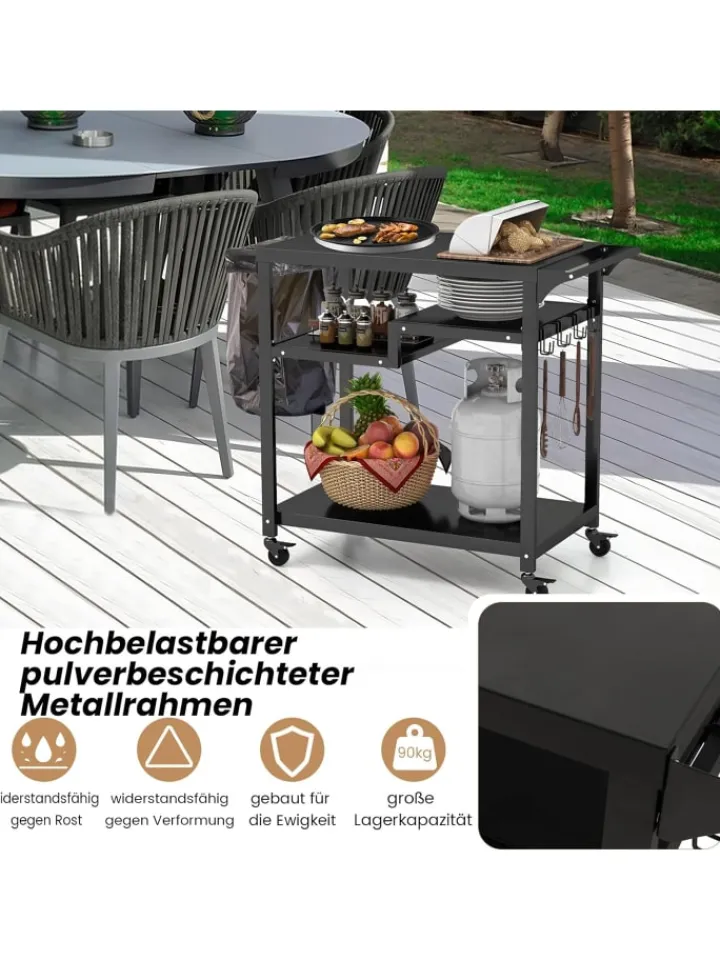 COSTWAY Grillen<Grillwagen Outdoor in Schwarz