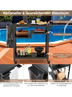 COSTWAY Grillen<Grillwagen Outdoor in Schwarz