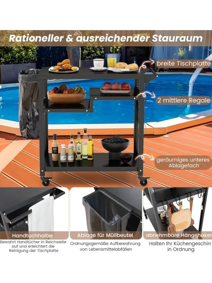 COSTWAY Grillen<Grillwagen Outdoor in Schwarz