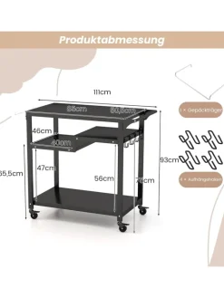 COSTWAY Grillen<Grillwagen Outdoor in Schwarz