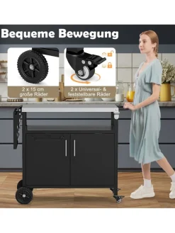 COSTWAY Grillen<Grillwagen Outdoor in Schwarz