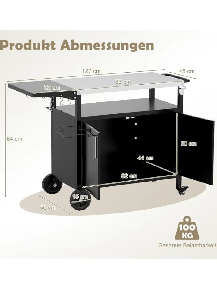 COSTWAY Grillen<Grillwagen Outdoor in Schwarz