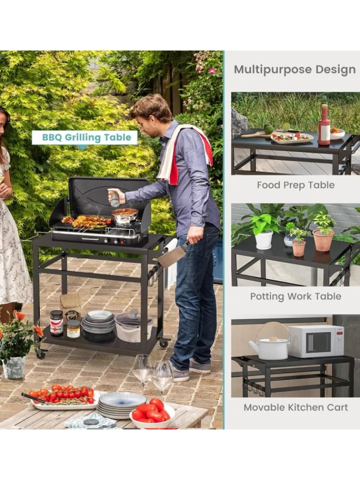 COSTWAY Grillen<Grillwagen Outdoor in Schwarz