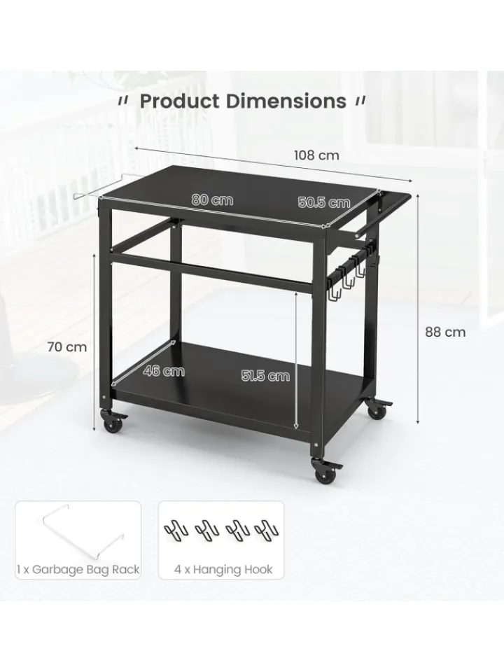 COSTWAY Grillen<Grillwagen Outdoor in Schwarz