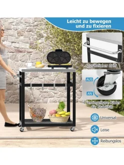 COSTWAY Grillen<Grillwagen Outdoor in Schwarz