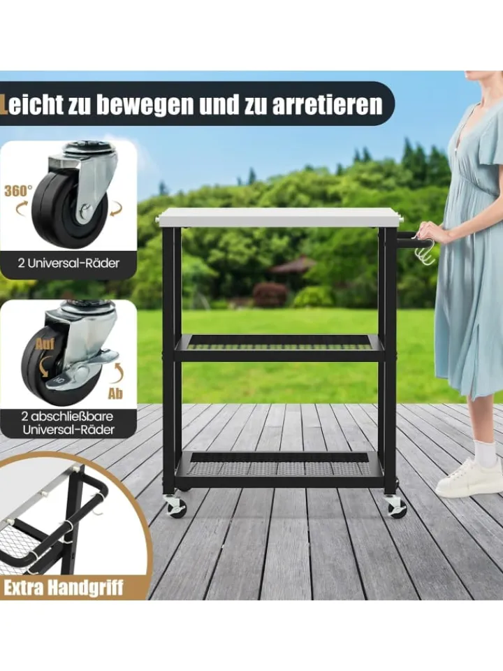 COSTWAY Grillen<Grillwagen Outdoor in Schwarz