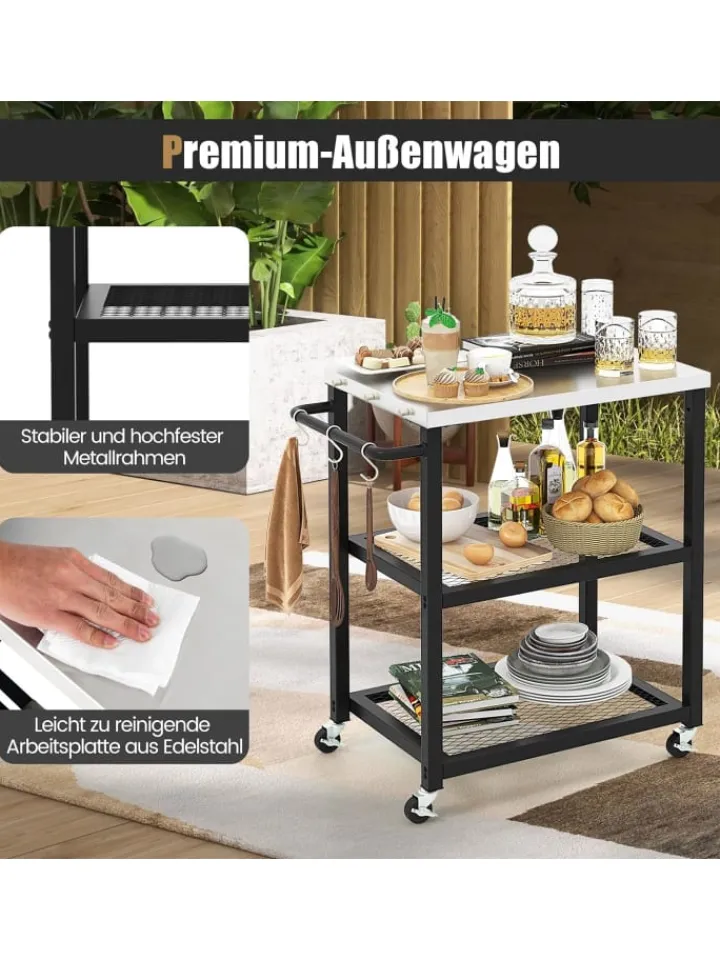 COSTWAY Grillen<Grillwagen Outdoor in Schwarz