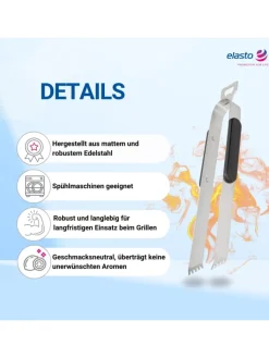 elasto Grillen<Grillzange "Opener" mit Kapselheber in grau - 35 cm