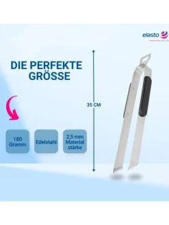 elasto Grillen<Grillzange "Opener" mit Kapselheber in grau - 35 cm