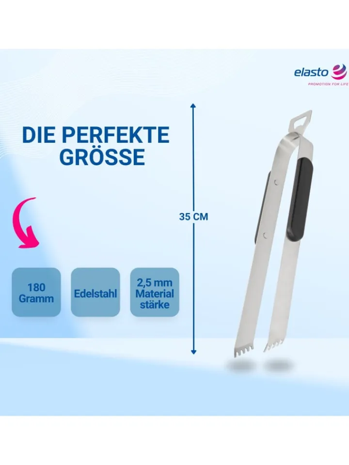 elasto Grillen<Grillzange "Opener" mit Kapselheber in grau - 35 cm