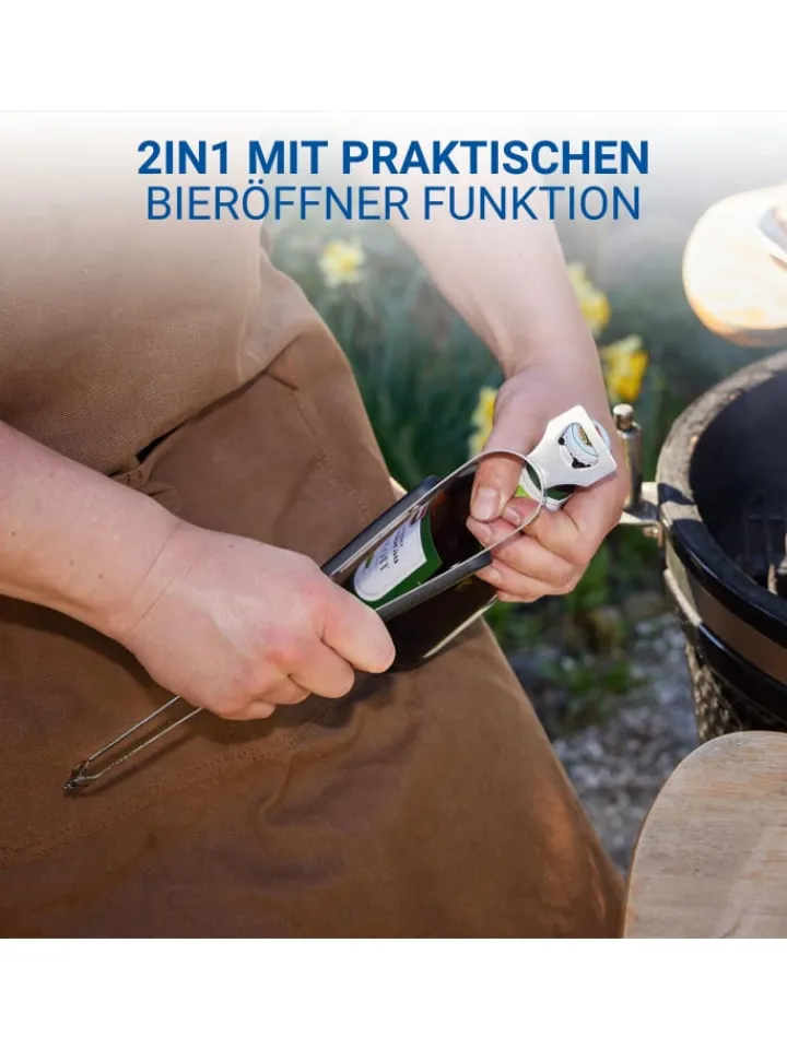 elasto Grillen<Grillzange "Opener" mit Kapselheber in grau - 35 cm