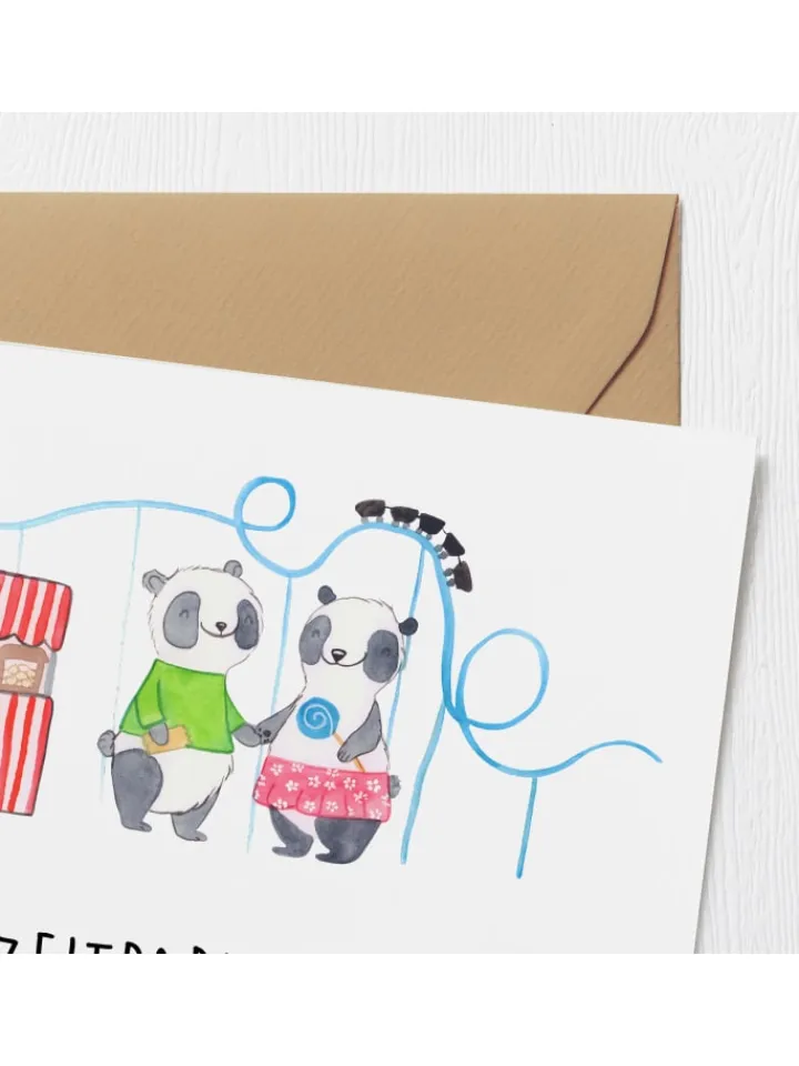 Mr. & Mrs. Panda Sonstige Gutscheine<Gutschein Besuch im Freizeitpark mit Spruch in Weiß