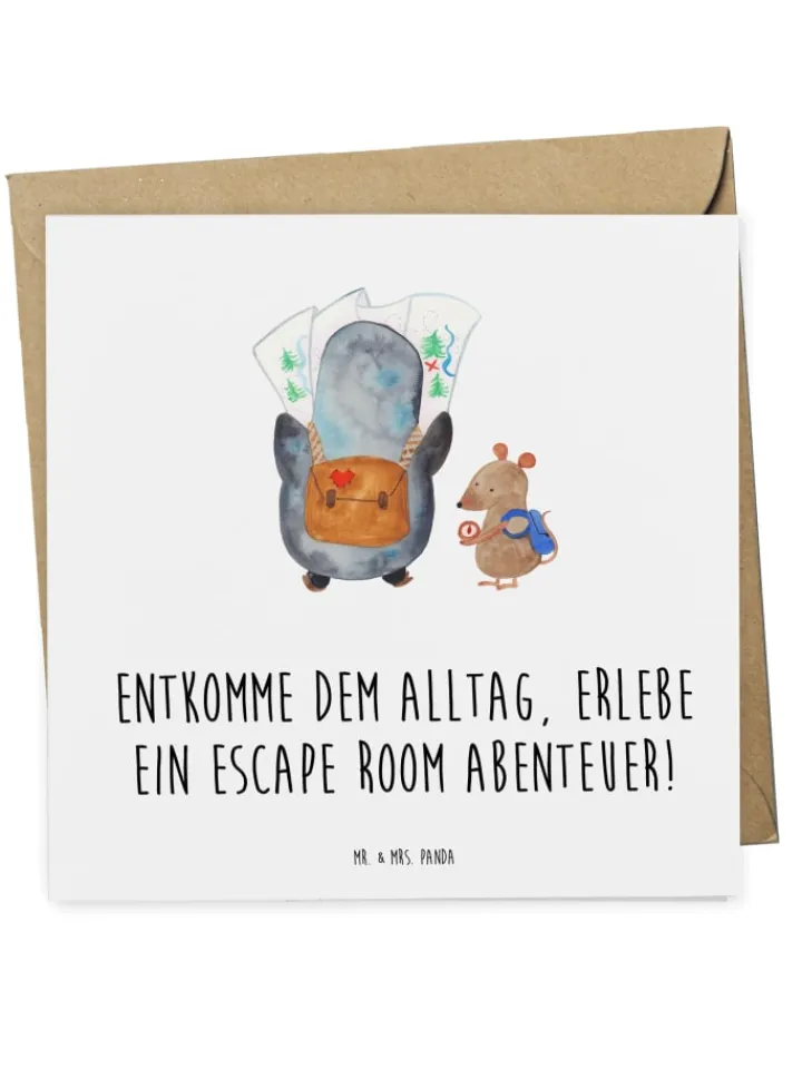 Mr. & Mrs. Panda Sonstige Gutscheine<Gutschein Escape Room Abenteuer mit Spruch in Weiß