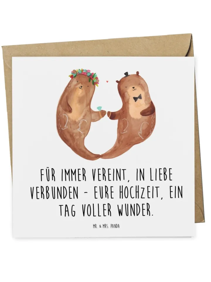 Mr. & Mrs. Panda Sonstige Gutscheine<Gutschein Hochzeit Wunder mit Spruch in Weiß
