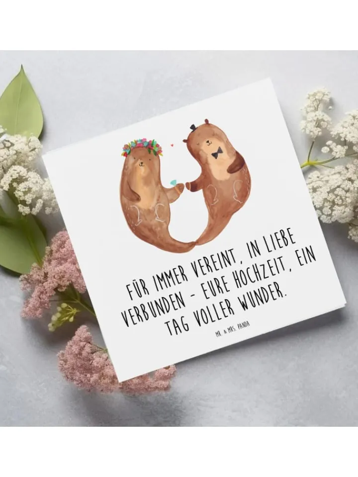 Mr. & Mrs. Panda Sonstige Gutscheine<Gutschein Hochzeit Wunder mit Spruch in Weiß