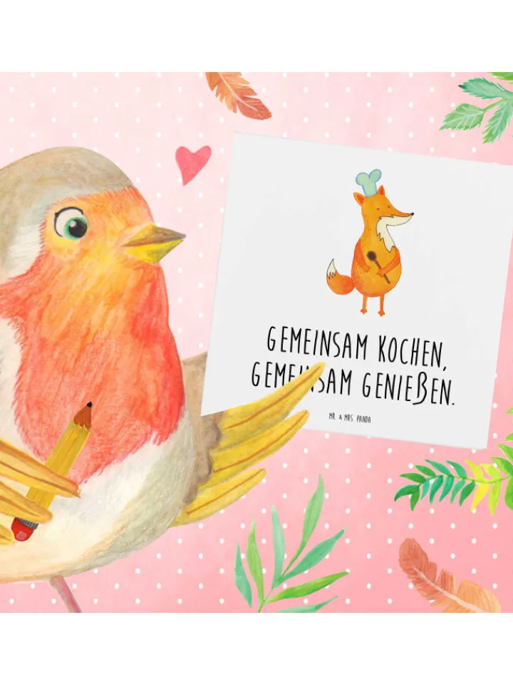 Mr. & Mrs. Panda Sonstige Gutscheine<Gutschein Kochabend für zwei Genuss mit Spruch in Weiß