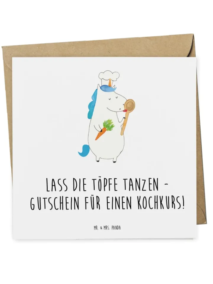 Mr. & Mrs. Panda Sonstige Gutscheine<Gutschein Kochkurs Freude mit Spruch in Weiß