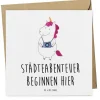 Mr. & Mrs. Panda Sonstige Gutscheine<Gutschein Städtereise Abenteuerbeginn mit Spruch in Weiß