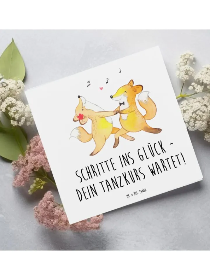 Mr. & Mrs. Panda Sonstige Gutscheine<Gutschein Tanzkurs Glück mit Spruch in Weiß
