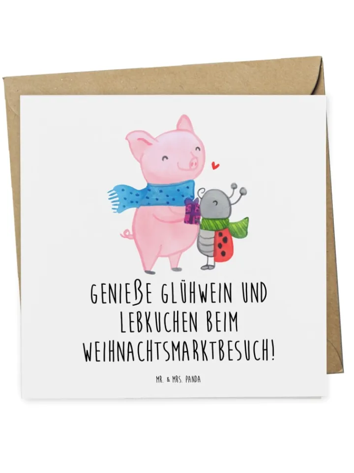 Mr. & Mrs. Panda Sonstige Gutscheine<Gutschein Weihnachtsmarktbesuch Genuss mit Spruch in Weiß