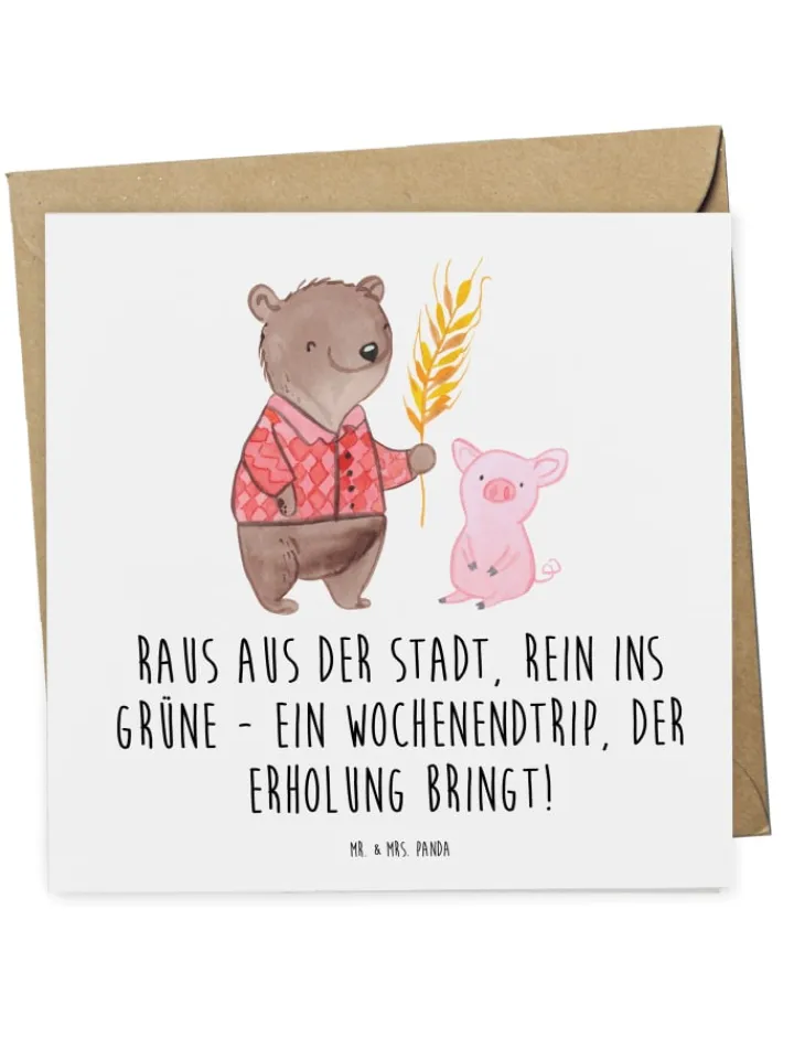 Mr. & Mrs. Panda Sonstige Gutscheine<Gutschein Wochenendtrip auf dem Land mit Spruch in Weiß