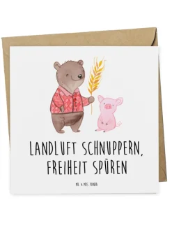 Mr. & Mrs. Panda Sonstige Gutscheine<Gutschein Wochenendtrip auf dem Land mit Spruch in Weiß