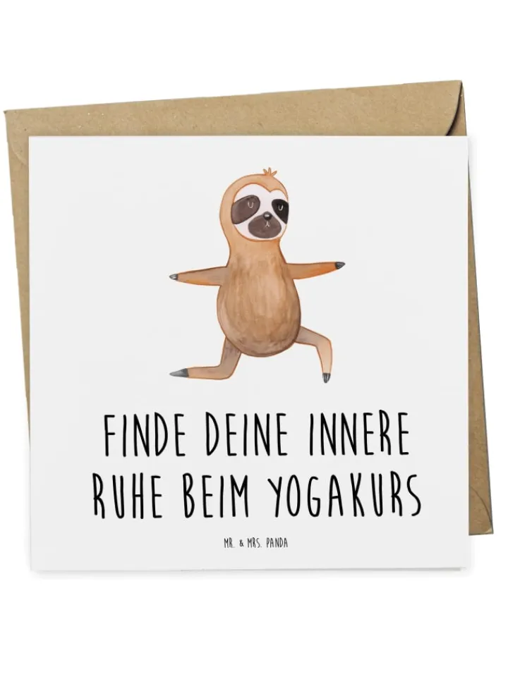 Mr. & Mrs. Panda Sonstige Gutscheine<Gutschein Yogakurs Frieden mit Spruch in Weiß