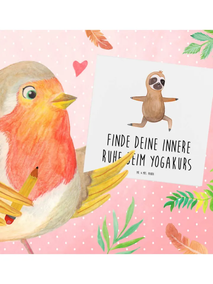 Mr. & Mrs. Panda Sonstige Gutscheine<Gutschein Yogakurs Frieden mit Spruch in Weiß