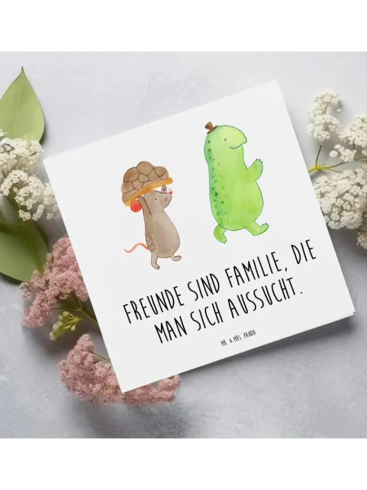 Mr. & Mrs. Panda Sonstige Gutscheine<Gutscheinkarte Freundschaftstag Freunde mit Spruch in Weiß