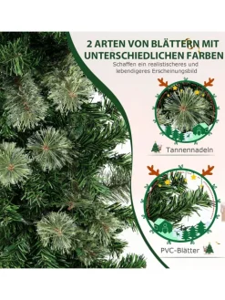 COSTWAY Künstliche Weihnachtsbäume<Halber Künstlicher Weihnachtsbaum LED in Grün