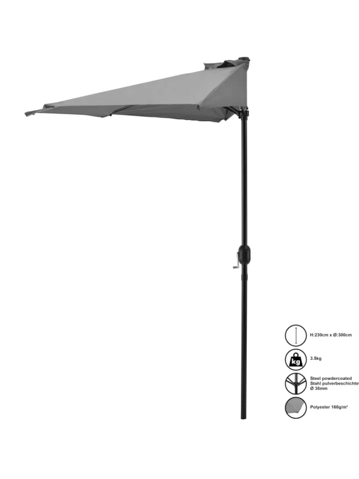 casa.pro Gartenmöbel<Halbschirm Eger in Grau (B)300cm (T)150cm (H)230cm