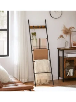Songmics Regale & Schränke<Handtuchleiter in Braun/ Schwarz - (B)44 x (H)160 cm