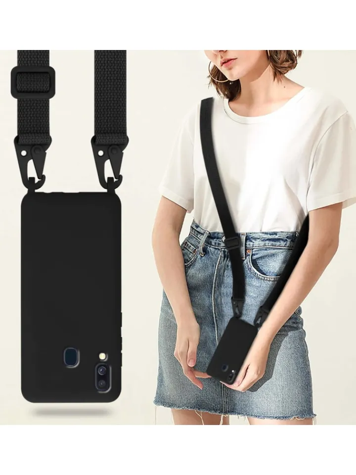cadorabo Smartphones & Zubehör<Handykette für Samsung Galaxy A40 Hülle in LIQUID SCHWARZ