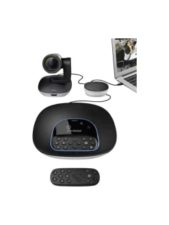 Logitech Foto & Video<HD Webcam mit Videokonferenzsystem - GROUP Full HD-Webcam in Schwarz