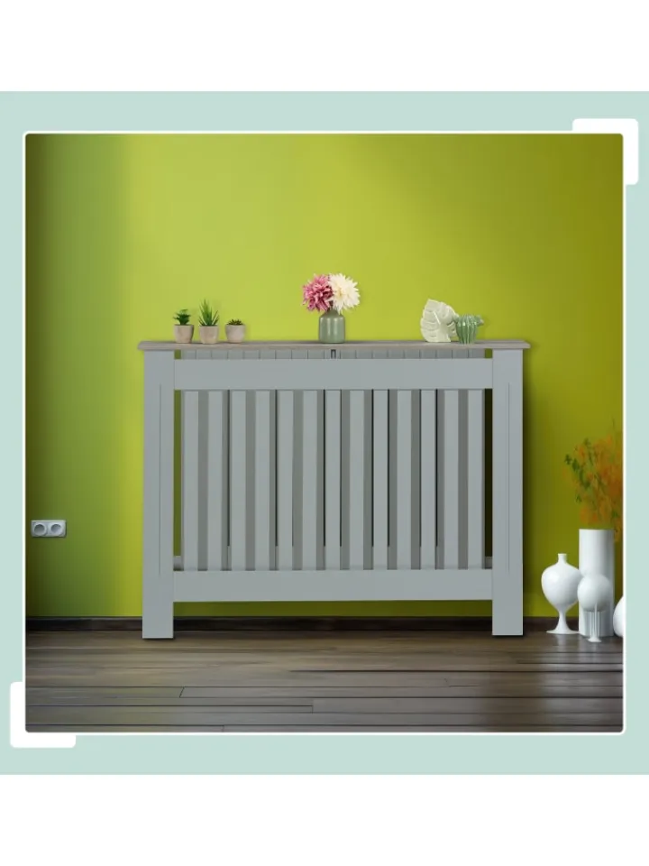 relaxdays Regale & Schränke<Heizkörperverkleidung in Grau - (B)112 x (H)83 x (T)19 cm