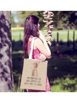 Mr. & Mrs. Panda Einkaufstaschen & -Trolleys<Henkeltasche Hund Blume mit Spruch in Hundeglück