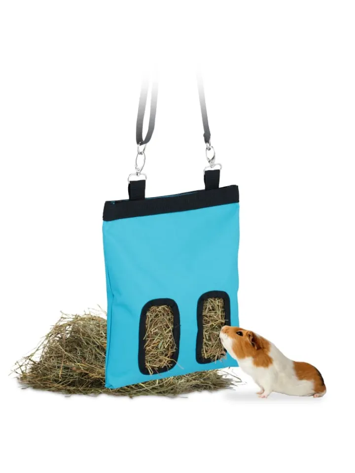 relaxdays Kleintiere<Heutasche in Blau/ Schwarz - (B)25 x (H)31 cm