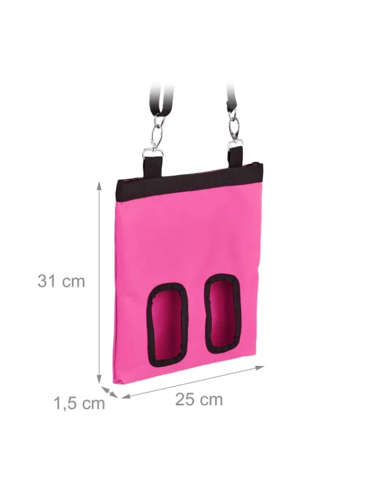 relaxdays Kleintiere<Heutasche in Pink/ Schwarz - (B)25 x (H)31 cm