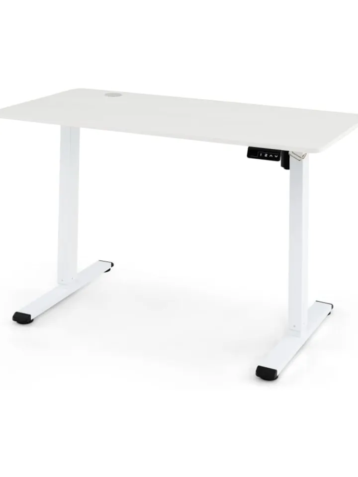 COSTWAY Tische<Höhenverstellbarer Schreibtisch 120 x 60 cm in Weiß