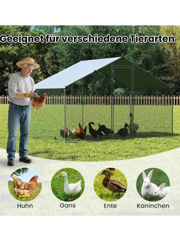 COSTWAY Vögel<Hühnerstall Winterfest 300x170x190cm in Silber