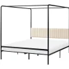 Beliani Betten & Matratzen<Himmelbett MIRABEAU in Schwarz/Beige - (W) 166 x (H) 170 x (L) 207 cm