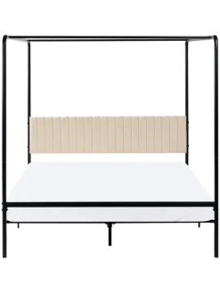 Beliani Betten & Matratzen<Himmelbett MIRABEAU in Schwarz/Beige - (W) 166 x (H) 170 x (L) 207 cm
