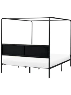 Beliani Betten & Matratzen<Himmelbett MIRABEAU in Schwarz/Beige - (W) 166 x (H) 170 x (L) 207 cm