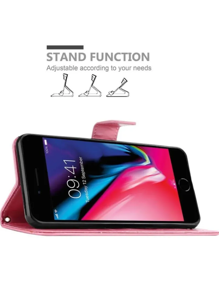 cadorabo Smartphones & Zubehör<Hülle für Apple iPhone 7 / 7S / 8 / SE 2020 Blumen Design in FLORAL ROSA
