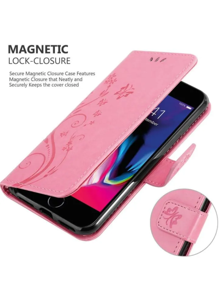 cadorabo Smartphones & Zubehör<Hülle für Apple iPhone 7 / 7S / 8 / SE 2020 Blumen Design in FLORAL ROSA