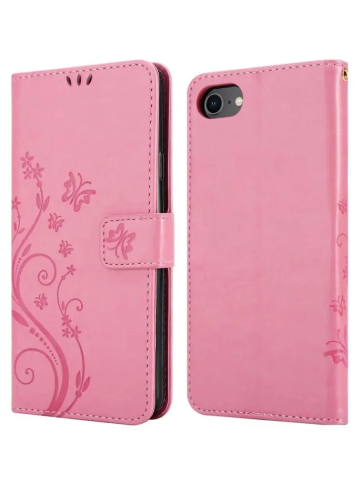cadorabo Smartphones & Zubehör<Hülle für Apple iPhone 7 / 7S / 8 / SE 2020 Blumen Design in FLORAL ROSA