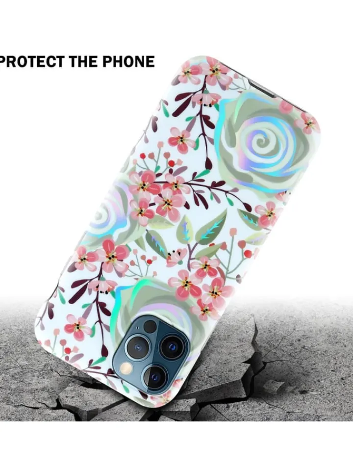 cadorabo Smartphones & Zubehör<Hülle für Apple iPhone 12 PRO MAX Blumen Muster in PFIRSICHBLÜTEN
