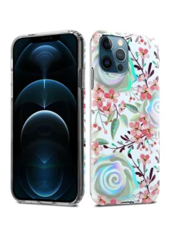 cadorabo Smartphones & Zubehör<Hülle für Apple iPhone 12 PRO MAX Blumen Muster in PFIRSICHBLÜTEN
