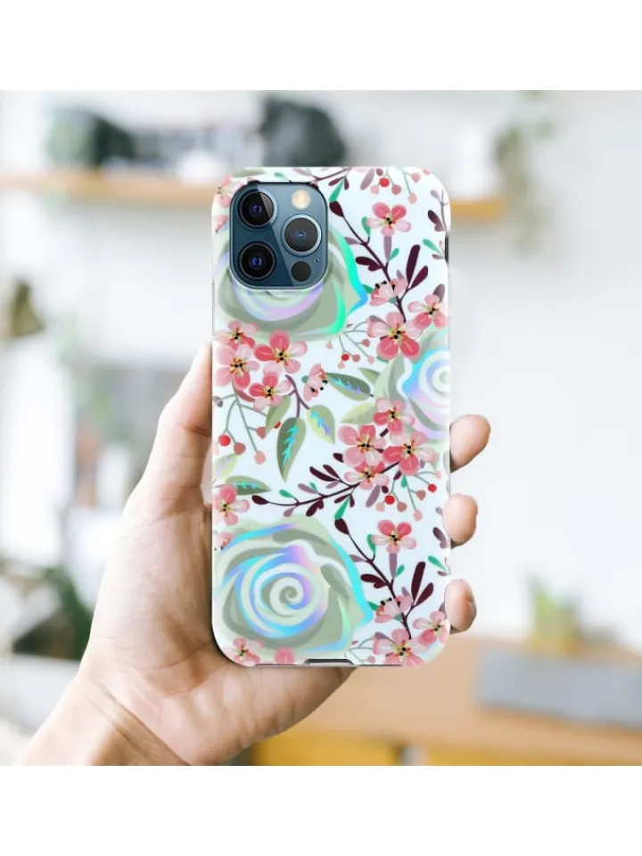 cadorabo Smartphones & Zubehör<Hülle für Apple iPhone 12 PRO MAX Blumen Muster in PFIRSICHBLÜTEN